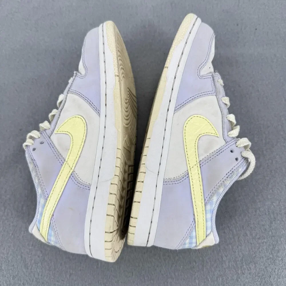 Nike Dunk Low Shoes Youth 1.5 Y Pastel Purple Yellow Gingham Sneakers FJ4642-536
